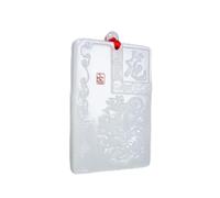 Tingyilan Natural White Jade Chinese 12 Zodiac Necklace Animal Feng Shui Necklace Saint Constellation Lucky Necklace with Chain Jewelry,Dragon