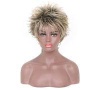 Tingyilan Pixie Cut Wigs for Women Bangs Natural Short Hair Wigs Blonde Fluffy Layered Adjustable Synthetic Breathable Matte Wigs Ombre Ash Gold