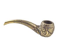 Tingyilan Pure Copper Smoking Pipe for Tobacco and Cigarette, Buddha and Fo Chinese Character Carved Tobacco Pipe Portable Collectible,Brass,S