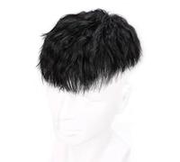 Tingyilan Toupee for Men Human Hairpiece with PU Hair Units Curly Wave Mens Wigs Human Replacement System with 4 Clips and 10 Double-side Tapes,Black,18x20cm