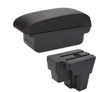 TINGYUS Automobile Arm Rest For Kia For Rio For Stonic 2015 2016 2017 2018 2019 2020 2021 2022 Armrest Cerato Europe South Retrofit Parts Storage Box Car Armrest Box(B Black red 3USB)