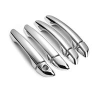 TINGYUS Door Handle Side Outer for Hyundai for Tucson 2015-2019 Glossy Black Carbon Fiber Chrome Car Door Handle Cover Sticker Styling Exterior Door Handle Cover(Silver 0 Button)
