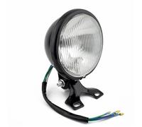TINGYUS Motorcycle Front Headlight 35W Motorcycle LED Headlight Universal Retro Headlamp DC 12V Scooter Round Spotlight Vintage Front Lights Lamps(Black Amber)