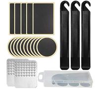 Tingz 20 Pack Bicycle Tyre Repair Kit, Bicycle Motorcycle Tire Glueless Self-Adhesive Patches, Cycle Puncture Repair Kit with Metal Rasps, for Road, Mountain or Commuter Bikes