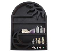 Tingzhou Wood Storage Shelf - Stylish and Practical Wall Shelf, Crescent Sun and Moon Crystal Shelf