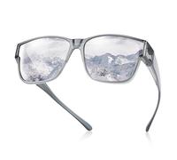 TINHAO Polarised Square Fit-Over Sunglasses for Prescription Glasses for Men and Women Wrap Around Sun Glasses UV400 Protection(Grey,Silver)