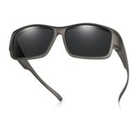 TINHAO Polarised Sunglasses Fit Over Glasses Wrap Around Over Sunglasses for Prescription Glasses Wearers UV Protection(Matte grey frame/black lens)