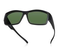 TINHAO Polarised Sunglasses Fit Over Glasses Wrap Around Over Sunglasses for Prescription Glasses Wearers UV Protection(Matte black frame/green lens)