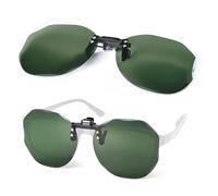 TINHAO Polarized Clip On Sunglasses for Women Men Over Prescription Polygon Flip up Sunglasses UV Protection(Green)