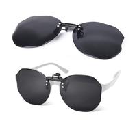 TINHAO Polarized Clip On Sunglasses for Women Men Over Prescription Polygon Flip up Sunglasses UV Protection(Black)