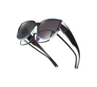 TINHAO Polarized Fit Over Glasses Sunglasses for Women UV Protection, Trendy Oversized Square Wrap Around Shades for Driving(Gradient Light Blue,Black)