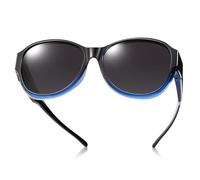 TINHAO Polarized Fit Over Sunglasses Oversized Wrap Around Shield Sunglasses Wear Over Glasses for Woman Man Driving(Gradient dark blue,Black)