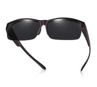TINHAO Polarized Fit Over Sunglasses Unisex Wear Over Glasses Sunglasses with Semi Rimless Frame & UV Protection Lenses(Dark Purple, Black)
