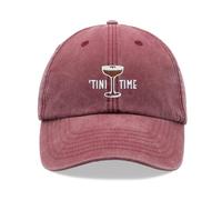 Tini Time Espresso Baseball Cap Vintage Washed Unisex Dad Hat Adjustable Martini Cocktail Red