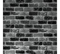 Tinicor Brick Self Adhesive Wallpaper, Black Grey Brick Effect Peel and Stick Wallpaper, Waterproof Vinyl Vintage Wallpaper, Wall Sticker for Home Decor House Wall Furniture Renovation 44 x 1000 cm