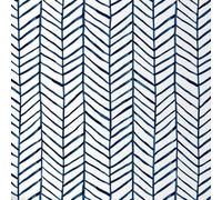 Tinicor Geometric Self Adhesive Wallpaper, Blue White Herringbone Stripes Wallpaper, Peel and Stick Wallpapers, Waterproof Vinyl Wall Paper for Living Room Bedroom Bathroom Kitchen 44 × 300 cm