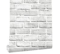 Tinicor White Brick Wallpaper Self Adhesive, Brick Effect Peel and Stick Wallpaper, Vinyl Waterproof Vintage Wall Paper, Sticky Back Plastic Contact Paper for Christmas Home Wall Decor 44 x 1000cm