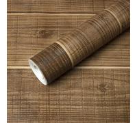 Tinicor Wood Self Adhesive Wallpaper, Sticky Back Plastic Wood Effect Vinyl Wrap, Peel and Stick Waterproof Vintage Wallpaper, Decorative Kitchen Cabinet Wall Furniture, Dark Brown 44cm X 1300cm