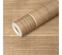 Tinicor Wood Self Adhesive Wallpaper, Sticky Back Plastic Wood Effect Vinyl Wrap, Peel and Stick Waterproof Vintage Wallpaper, Decorative Kitchen Cabinet Wall Furniture, Light Brown 44cm X 500cm