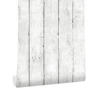 Tinicor Wood Self Adhesive Wallpaper, Waterproof Peel and Stick Wallpaper, White Wood Panel Wall Paper, Sticky Back Plastic Vinyl Wrap, for Bedroom, Kitchen, Bathroom, 44x1300cm