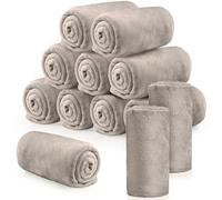 Tinideya 12 Pcs Flannel Fleece Throw Blanket Bulk 50 x 60 Inch Soft Fleece Blanket Warm Throw Blanket Coral Fleece Throw Blankets for Couch Sofa Home Wedding Gifts Season (Camel Color)
