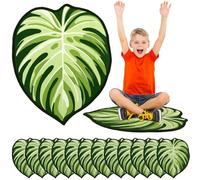 Tinideya 12 Pcs Kids Carpet Circle Seats for Class 16 Inch Round Classroom Rug Floor Cushions Soft First Day of School Educational Mat Non Slip Back to School Learning Playing Areas(Leaf)