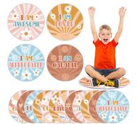Tinideya 12 Pcs Kids Carpet Circle Seats for Class 16 Inch Round Classroom Rug Floor Cushions Soft Teacher Preschool Educational Floor Mat Non Slip Back to School Learning Playing Areas (Motivational)