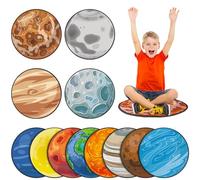 Tinideya 12 Pcs Kids Carpet Circle Seats for Class 16 Inch Round Classroom Rug Floor Cushions Soft Teacher Preschool Educational Floor Mat Non Slip Back to School Learning Playing Areas(Space Planet)