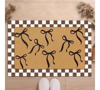 Tinideya 2 Pcs Boho Bows Door Mat Welcome Non Slip Coir Mats Floor Layering Doormats Seasonal for Front Porch Entryway Decor
