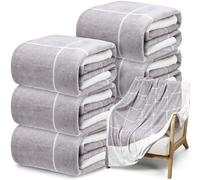 Tinideya 6 Pcs Flannel Fleece Throw Blanket Bulk Plaid Throw Blanket Checkered Fleece Blankets Lightweight Soft Warm Blankets for Bed Couch Sofa Wedding Gifts All Season 50 x 60 Inch (Yellow Grey)