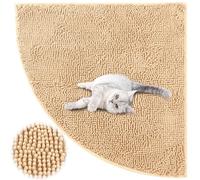 Tinideya Corner Cat Litter Mat 31"x 31" Kitty Litter Box Trapping Mat Large Waterproof Corner Rug Non Slip, Easy Clean, Machine Washable(Sand)