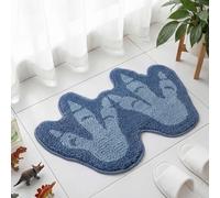 Tinideya Dinosaur Footprints Bath Rug 24 x 16 Inch Tufted Cotton Bath Mat Non Slip Blue Microfiber Rug Machine Washable Floor Mat for Boys Bathroom Shower Bedroom Decor