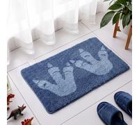 Tinideya Dinosaur Footprints Bath Rug 32 x 20 Inch Tufted Cotton Bath Mat Non Slip Microfiber Rug Machine Washable Floor Mat for Boys Bathroom Shower Bedroom Decor (Blue)