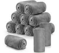 Tinideya Flannel Fleece Throw Blanket Bulk 50 x 60 Inch Soft Fleece Blanket Warm Cozy Throw Blanket Coral Fleece Throw Blankets for Bed Couch Sofa Home Wedding Gifts Season (Light Gray,12 Pcs)