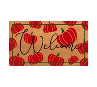 Tinideya Halloween Pumpkin Nature Coir Doormat Outdoor Cute Welcome Floor Mats Non-Slip Entrance Door Rugs for Front Door Porch Party Outdoor Entryway Decor, 17 x 30 Inch
