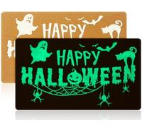 Tinideya Happy Halloween Door Mat Outdoor Non Slip Coir Rug Welcome Glow in The Dark Doormats Luminous Entrance Rugs for Holiday Decoration 17 x 30 Inch