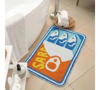 Tinideya Sardine Can Bath Mat, Tufted Rugs for Bathroom Bedroom Soft Washable Rug Non-Slip Cute Kitchen Bath Mats with Funny Cartoon Fish (Blue and Yellow)