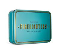 TINIT Firelighter Tin - Storage Accessory Metal Tin Natural Woodburner Fire Stove Fireplace Fireside Mens Gift Present BBQ Match Homewarming Present Kitchen Christmas | Firelighters (Gold on Teal)