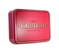 TINIT Firelighter Tin - Storage Accessory Metal Tin Natural Woodburner Fire Stove Fireplace Fireside Mens Gift Present BBQ Match Homewarming Present Kitchen Christmas | Firelighters (Gold on Burgundy)