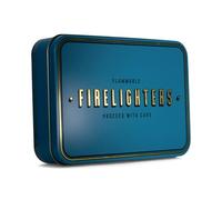 TINIT Firelighter Tin - Storage Accessory Metal Tin Natural Woodburner Fire Stove Fireplace Fireside Mens Gift Present BBQ Match Homewarming Present Kitchen Christmas | Firelighters (Gold on Navy)