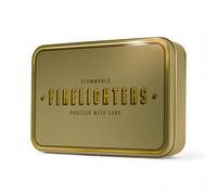 TINIT Firelighter Tin - Storage Accessory Metal Tin Natural Woodburner Fire Stove Fireplace Fireside Mens Gift Present BBQ Match Homewarming Present Kitchen Christmas | Firelighters (Gold on Green)