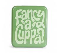 TINIT Tea Bag Travel Tin 'Fancy a Cuppa?' - Portable Metal Tea Bag Storage Box Teabags, Pocket-Sized Container Commuting Gifts Lovers Coffee (Sage on Olive)