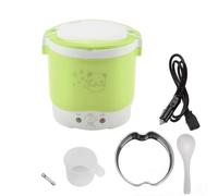 Tinje 1L Mini Rice Cooker 12v Electric Lunch Box Portable Travel Rice Cooker for Car Multifunctional Electric Food Steamer Rice Cooker for Travel Camping (green)