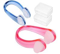 Tinkber 2 Pcs Silicone Nose Protectors, Waterproof Swim Accessories, Anti-Slip Nose Clips with Case, Comfortable Nose Plugs for All Levels, Blue and Pink Swimming Gear for Training