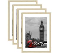 Tinkeps 4 Pack 50x70cm Oak Wooden Frame, Engineered Wood and Plexiglass, Picture Frames 50cmx70cm with Mount for A2 Prints, Photos, and Posters, Wall Mountable, Poster Frames 50 x 70cm