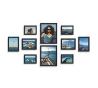Tinkeps Set of 10 Black Photo Frames Multiple Pictures, Engineered Wood and Plexiglass, Picture Frames with Two 8x10, Four 5x7, Four 4x6 Frames, Hanging or Tabletop Display