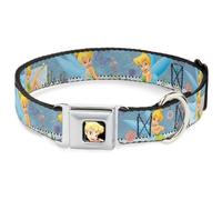 Tinker Bell CLOSE-UP Full Color Seatbelt Buckle Collar - Tinker Bell Garden Poses