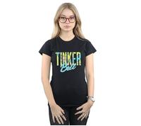 Tinker Bell Wording Infill Cotton T-Shirt Disney Black L