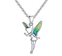 Tinkerbell Fairy Necklace 925 Sterling Silver Pendant & Chain Birthday Gift for Girls Daughter Sister Best Friend Princess Christmas