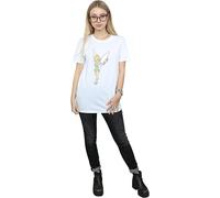 Tinkerbell Women's Cotton Boyfriend T-Shirt in White | Size: 3XL Tinkerbell White 3XL